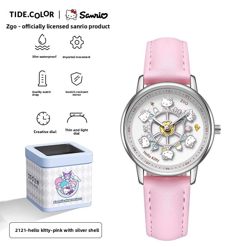 Meow Kawaii Waterproof Quartz Cartoon Watch – Cute Everyday Wristwatch for Kids & Women