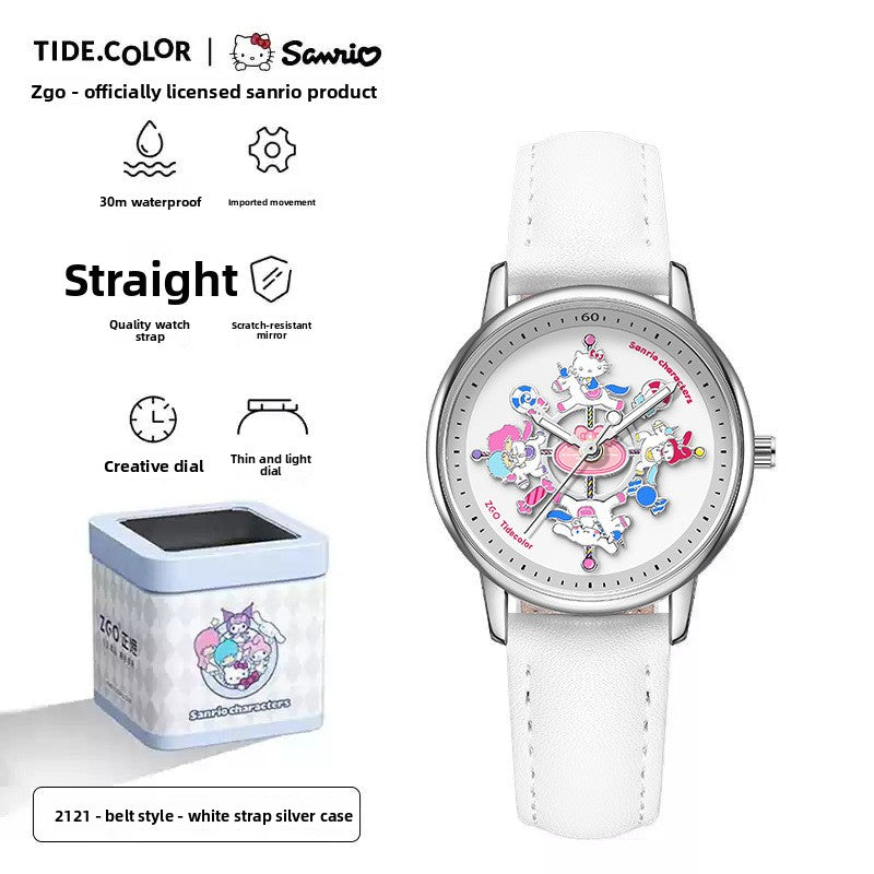 Meow Kawaii Waterproof Quartz Cartoon Watch – Cute Everyday Wristwatch for Kids & Women