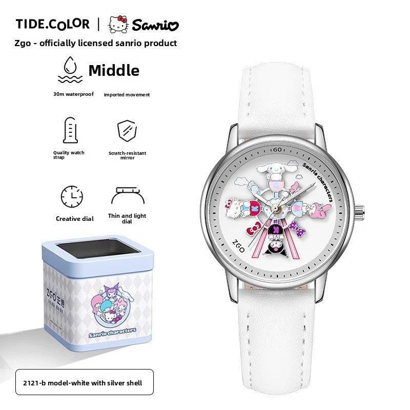 Meow Kawaii Waterproof Quartz Cartoon Watch – Cute Everyday Wristwatch for Kids & Women