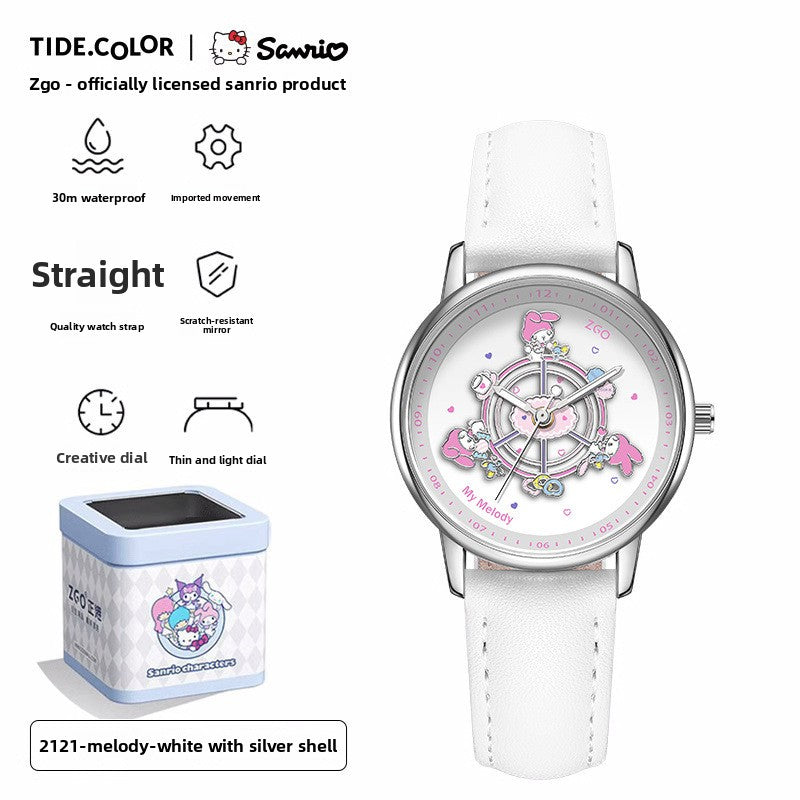 Meow Kawaii Waterproof Quartz Cartoon Watch – Cute Everyday Wristwatch for Kids & Women