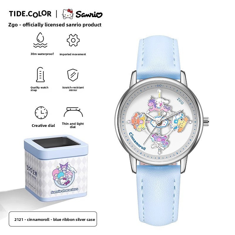 Meow Kawaii Waterproof Quartz Cartoon Watch – Cute Everyday Wristwatch for Kids & Women