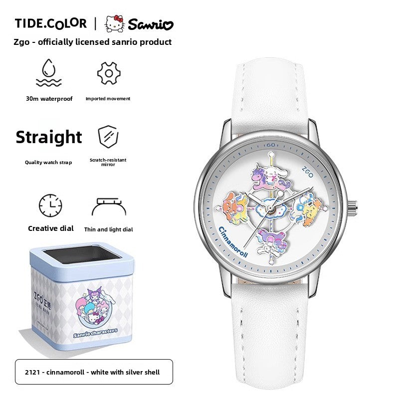 Meow Kawaii Waterproof Quartz Cartoon Watch – Cute Everyday Wristwatch for Kids & Women