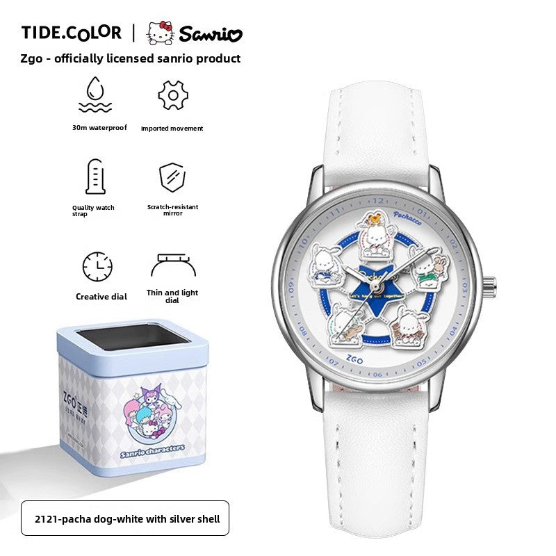 Meow Kawaii Waterproof Quartz Cartoon Watch – Cute Everyday Wristwatch for Kids & Women