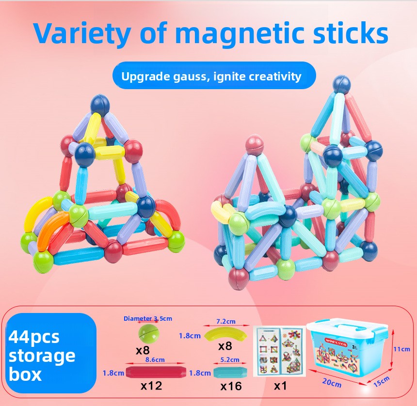 Kids Magnetic Building Sticks – Creative Construction & STEM Learning Toy for Children