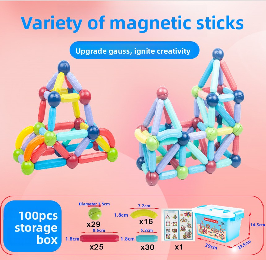 Kids Magnetic Building Sticks – Creative Construction & STEM Learning Toy for Children