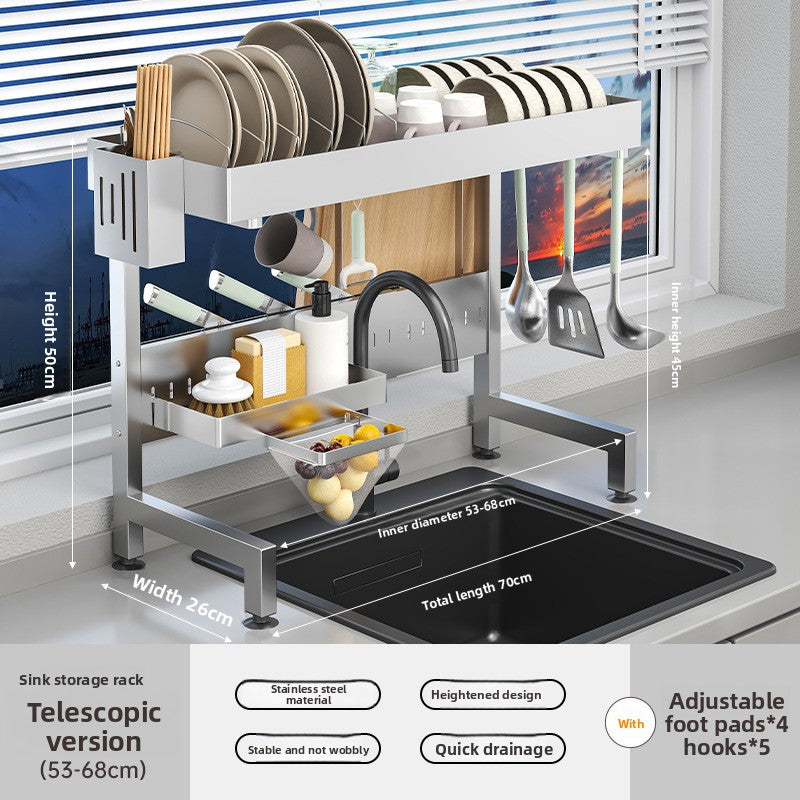 Telescopic Kitchen Storage Rack – Adjustable Space-Saving Organizer