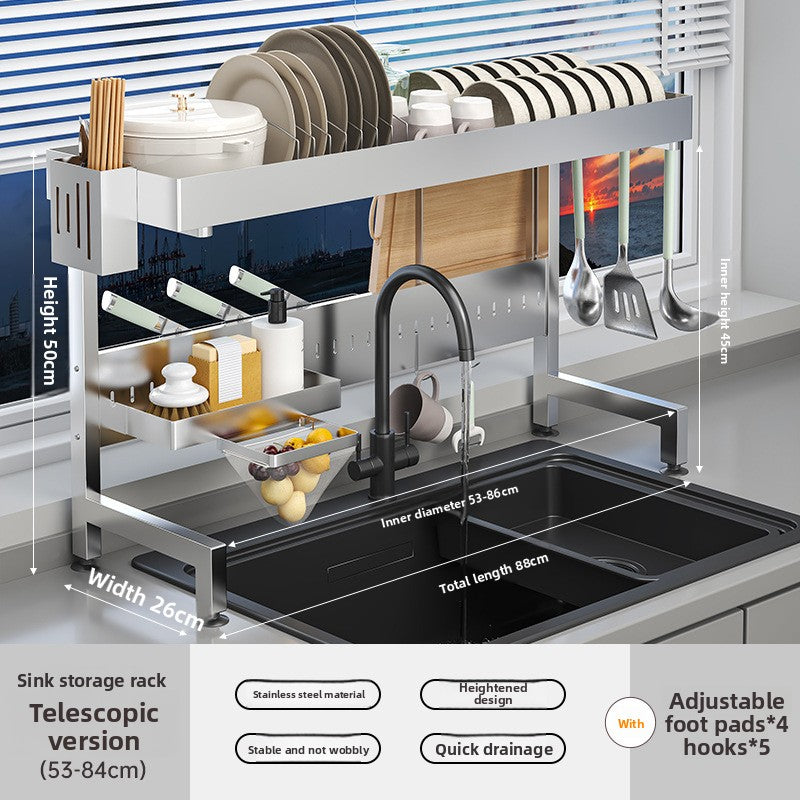 Telescopic Kitchen Storage Rack – Adjustable Space-Saving Organizer