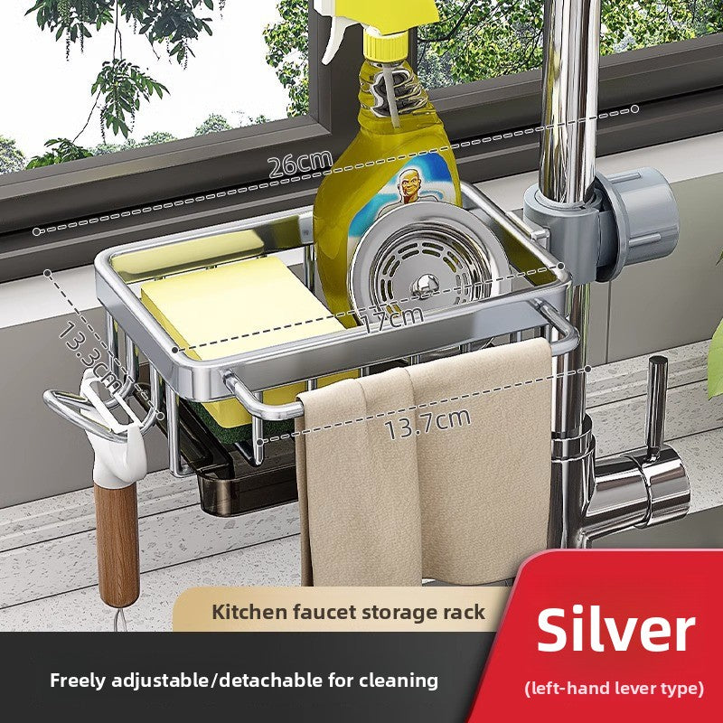 Kitchen Faucet Storage Rack – Space-Saving Sink Organizer for Sponges & Cleaning Tools