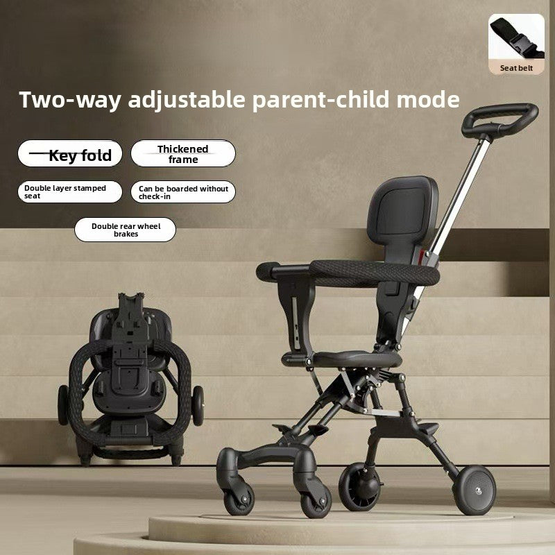 Portable Foldable Stroller – Comfortable Travel Cart with Cushion & Storage Options
