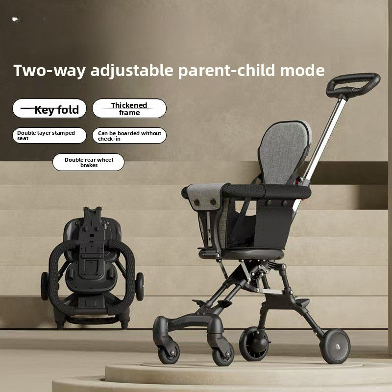 Portable Foldable Stroller – Comfortable Travel Cart with Cushion & Storage Options